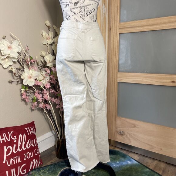 RE Generation Celebrity Pink Sz 7/28 JEANS Frayed Flared Wide Bell Beige - Picture 5 of 8